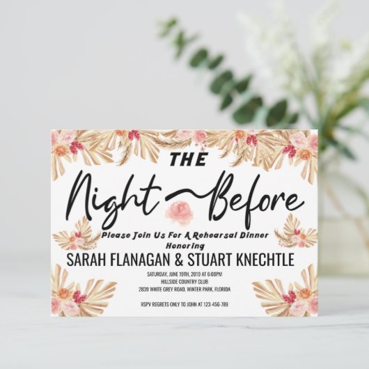 Weddenschap van vroeger, Pampas Grass Boho Kaart (Staand voorkant)