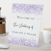 Weddenschap van witviolet lavender welkom reclamebord met voetstuk (Insitu)