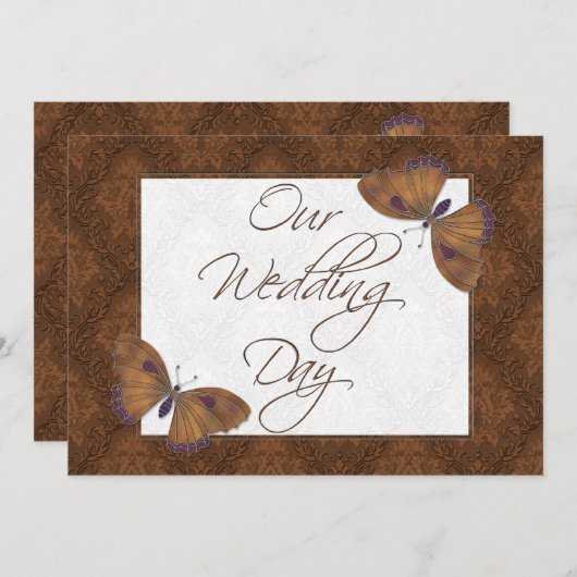 Weddenschap Vat Uitnodiging Butterfly Brocade brow (Voorkant / Achterkant)