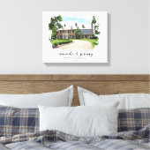 Weddenschap Venue Foto Waterverf Paar Jubileum Canvas Afdruk (Insitu (Slaapkamer))