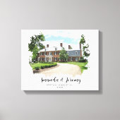 Weddenschap Venue Foto Waterverf Paar Jubileum Canvas Afdruk (Voorkant)