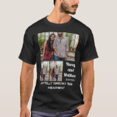Weddenschap Verloving aangepast 3 Foto collage T-shirt (Voorkant)