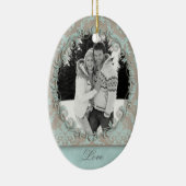 Weddenschap Verloving Foto Afbeelding Damask Keramisch Ornament (Rechts)