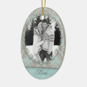 Weddenschap Verloving Foto Afbeelding Damask Keramisch Ornament (Links)