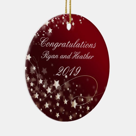 Weddenschap Verloving New Home Red Keramisch Ornament (Rechts)