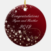 Weddenschap Verloving New Home Red Keramisch Ornament (Achterkant)