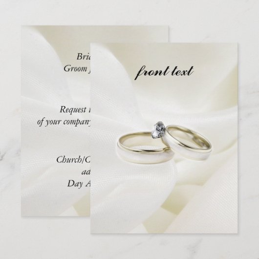 Weddenschap/Verloving Rings op Satin Kaart (Voorkant / Achterkant)