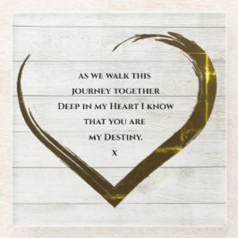 Weddenschap Verloving Rustic Heart Quote Glazen Onderzetter