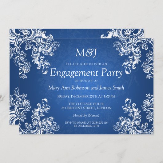 Weddenschap Verloving  Zwemelen 2 Sapphire Blue Kaart (Voorkant / Achterkant)