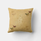 Weddenschap Vintage Beige French Damask Butterfly Kussen (Achterkant)