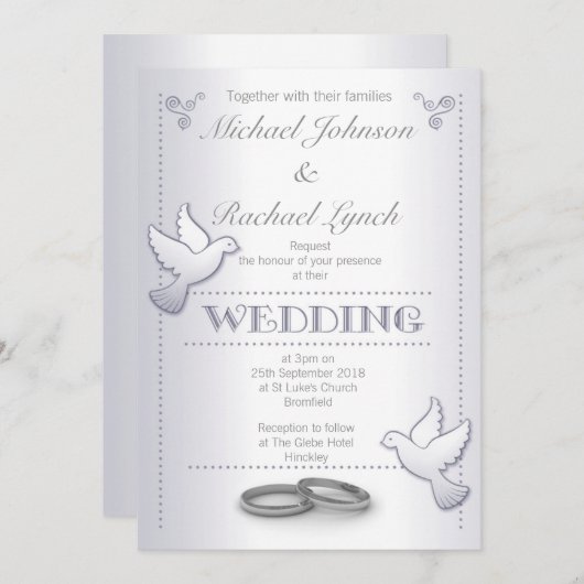 Weddenschap Vintage Silver Lovevogels Kaart (Voorkant / Achterkant)