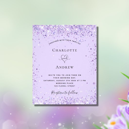Weddenschap-violet-glitter-script Flyer