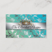 Weddenschap Visitekaartje Damask Floral Silver Cro (Voorkant)