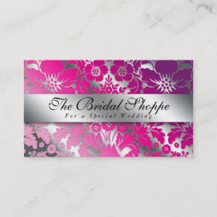 Weddenschap Visitekaartje Damask Floral Silver PP