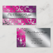 Weddenschap Visitekaartje Damask Floral Silver PP (Voorkant / Achterkant)