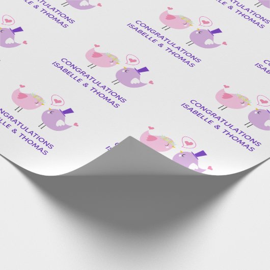 Weddenschap Vogelvezel Bride Groom Naam Cadeaupapier (Hoek)