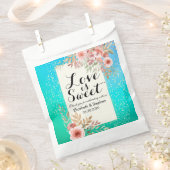 Weddenschap voor Bag Modern Pink Floral Blauwgroen Bedankzakje (Geknipt)