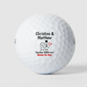 Weddenschap voor Bride Groom Cute Cartoon Couple Golfballen (Voorkant)