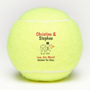 Weddenschap voor Bride Groom Cute Cartoon Couple Tennisballen