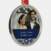 Weddenschap voor de blauwe Damask Metalen Ornament (Rechts)