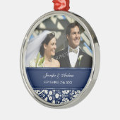 Weddenschap voor de blauwe Damask Metalen Ornament (Links)