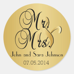 Weddenschap voor de heer & mevrouw Personalisere Ronde Sticker