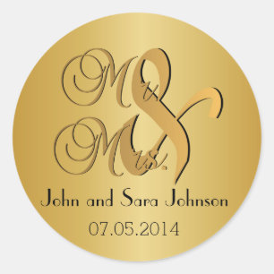 Weddenschap voor de heer & mevrouw Personalisere Ronde Sticker