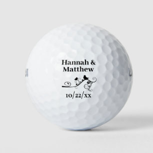 Weddenschap voor Elegant Modern Tortelduifjes Blac Golfballen
