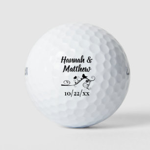 Weddenschap voor Elegant Modern Tortelduifjes Blac Golfballen