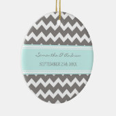 Weddenschap voor Gavor Gray Blue Chevron Keramisch Ornament (Rechts)