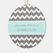 Weddenschap voor Gavor Gray Blue Chevron Keramisch Ornament (Links)