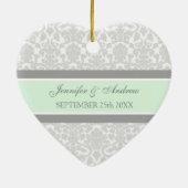 Weddenschap voor Gavor Gray Mint Damask Keramisch Ornament (Achterkant)