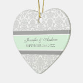 Weddenschap voor Gavor Gray Mint Damask Keramisch Ornament (Links)