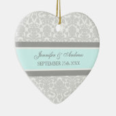 Weddenschap voor Gavor Grey Blue Damask Keramisch Ornament (Rechts)