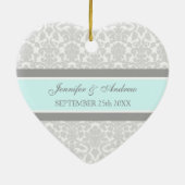 Weddenschap voor Gavor Grey Blue Damask Keramisch Ornament (Achterkant)