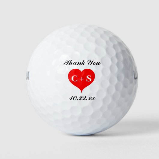 Weddenschap voor harthart Initialen Monogram Dank Golfballen (Voorkant)