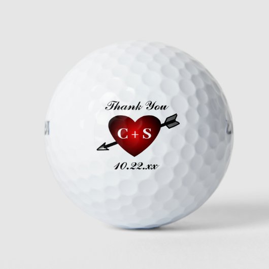 Weddenschap voor harthart Initialen Monogram Dank  Golfballen (Voorkant)