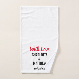 Weddenschap voor je dank met liefdeshanddoek handdoek