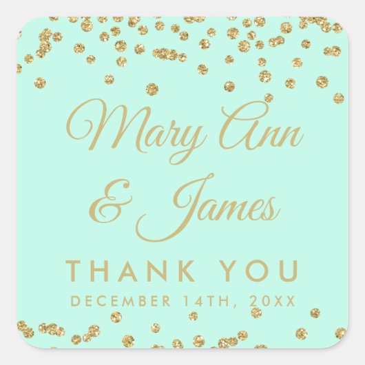 Weddenschap voor Label Gold Glitter Confetti Mint  (Voorkant)