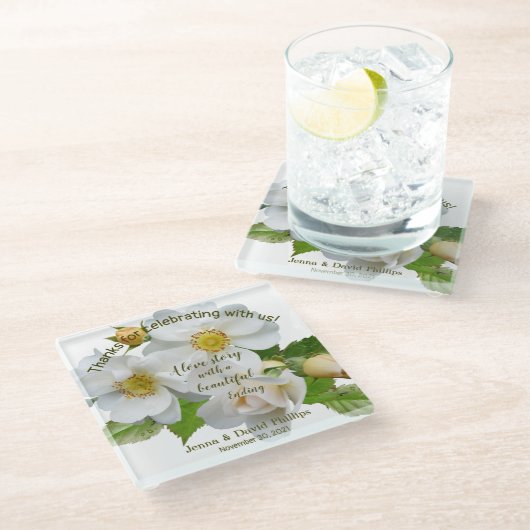 Weddenschap voor legante Rozen Glazen Onderzetter (Schuin)