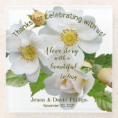 Weddenschap voor legante Rozen Glazen Onderzetter (Voorkant)