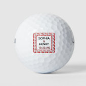 Weddenschap voor liefde en hart Rood Zwart Golfballen (Voorkant)
