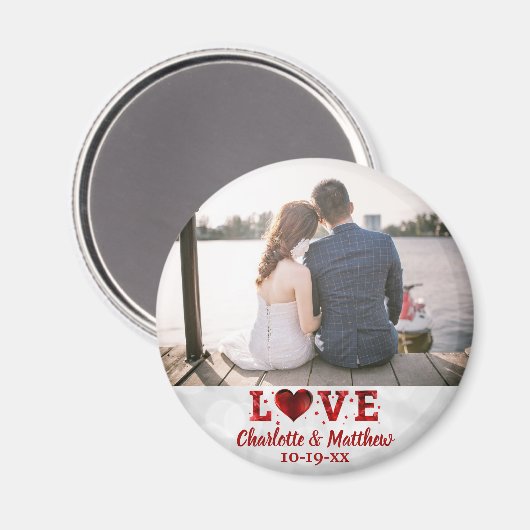 Weddenschap voor liefde Moderne Typografie Harteli Magneet (Voorkant / Achterkant)