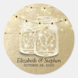Weddenschap voor Mason Jar String Lights Gold Foil Ronde Sticker