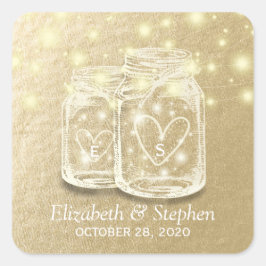 Weddenschap voor Mason Jar String Lights Gold Foil Vierkante Sticker