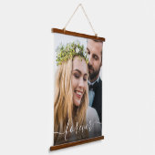 Weddenschap voor ooit wit script foto-bedekking hangend wandkleed (Gebogen)