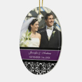 Weddenschap voor Plum Black Damask Keramisch Ornament (Links)