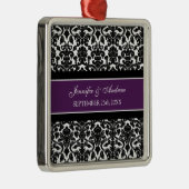 Weddenschap voor Plum Black Damask Metalen Ornament (Rechts)
