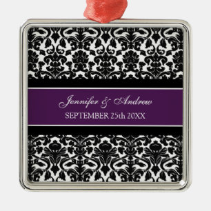 Weddenschap voor Plum Black Damask Metalen Ornament