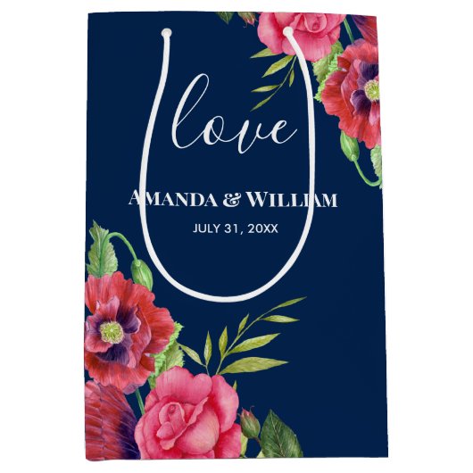 Weddenschap voor Rood en Roze Bloemen Donkere mari Medium Cadeauzakje (Voorkant)